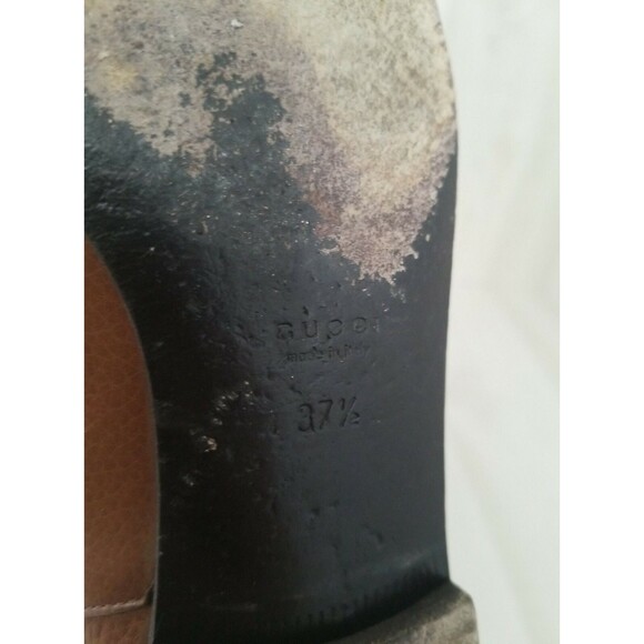 GUCCI Leather Riding Boots Side buckle Brown Sz 37.5 US 6.5 SEE PICTURES USED - Picture 10 of 12